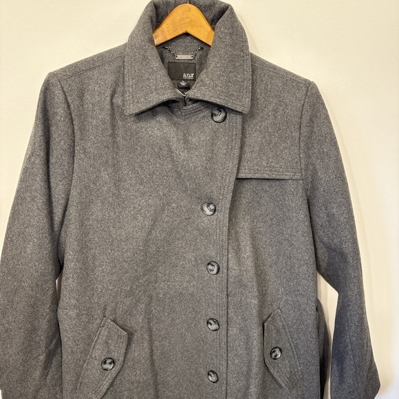 JACKET PEACOAT WOMENS 1X WOOL BLEND Belted BUTTON UP GRAY COAT - Picture 5 of 9